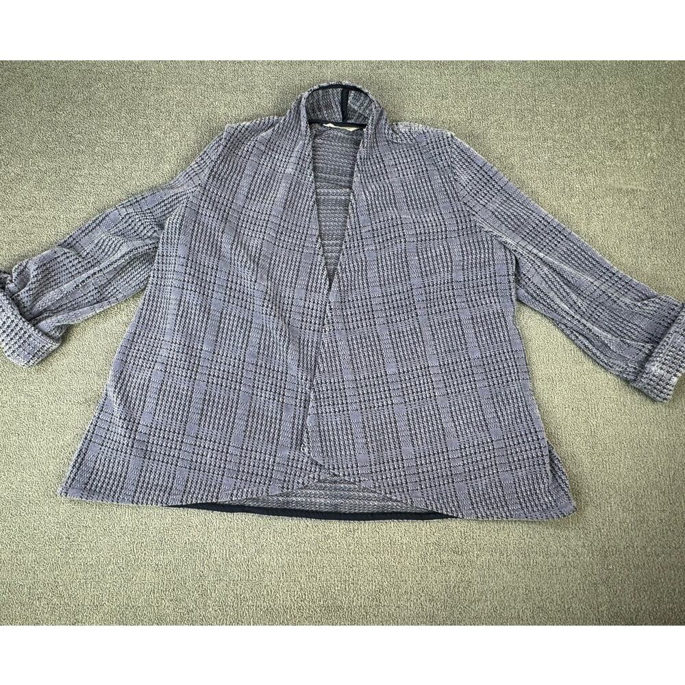 Soft Surroundings Shacket‎ Cardigan Topper Blazer Houndstooth Purple XL